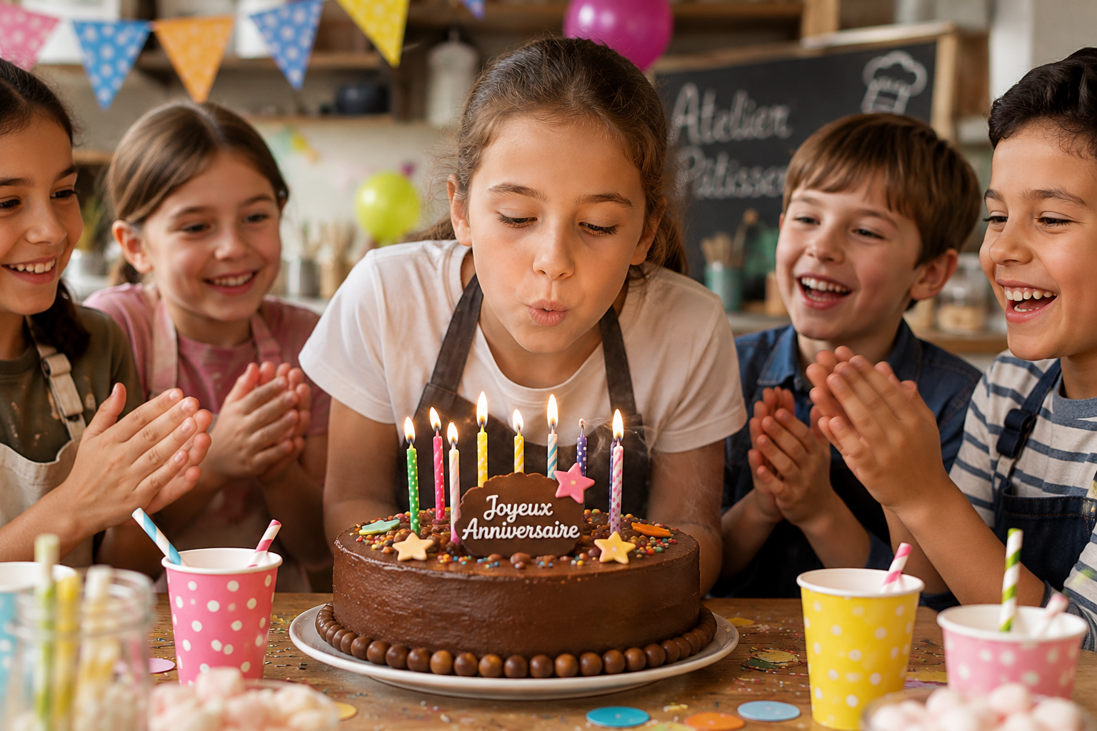 Enfants participant à un atelier pâtisserie pour un anniversaire à Charleville-Mézières